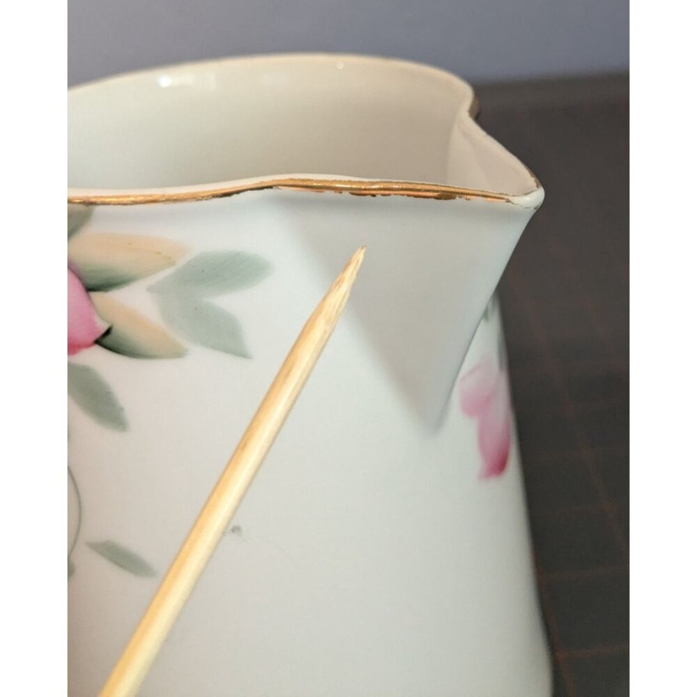 Noritake Azalea Porcelain Pitcher 28oz Floral Gold Trim 5.75" Japan Juice jug mi - Picture 6 of 15